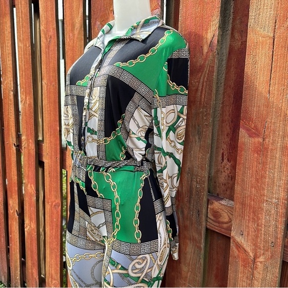 Fashion Queen Stylish Green and Black Patterned Women's Jumpsuit Size M - Picture 5 of 13